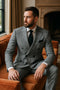 Men's Grey Glen Plaid Double-Breasted Suits – Classic Prince of Wales Check Two-Piece Set By Rossiman