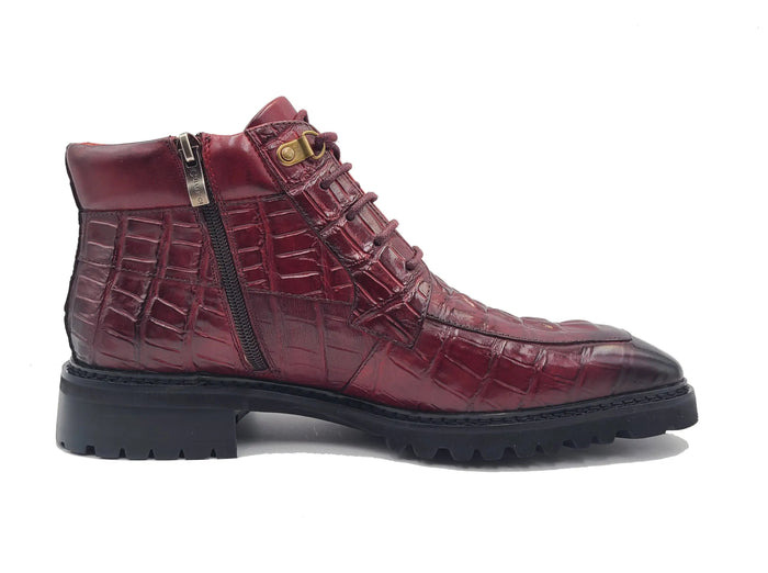 Carrucci Men's Lace-up Boots Alligator Embossed