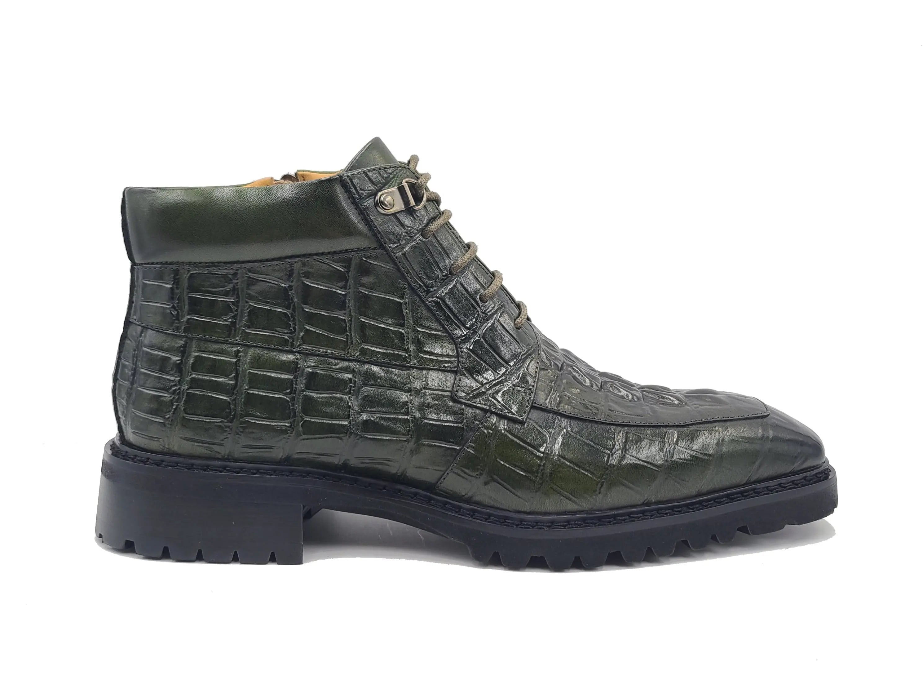 Men's Lace-up Boots Alligator Embossed - 8