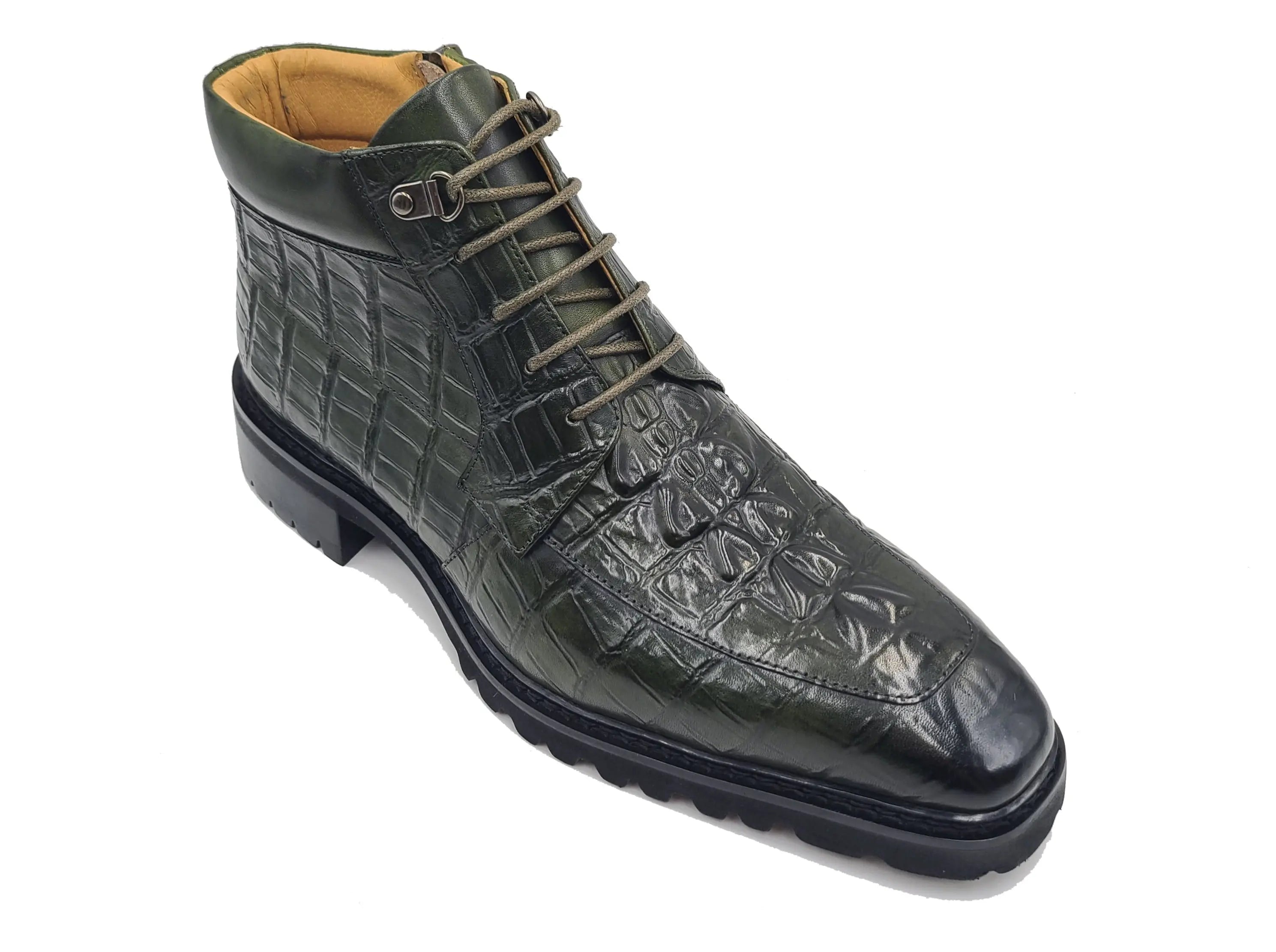 Men's Lace-up Boots Alligator Embossed - 8