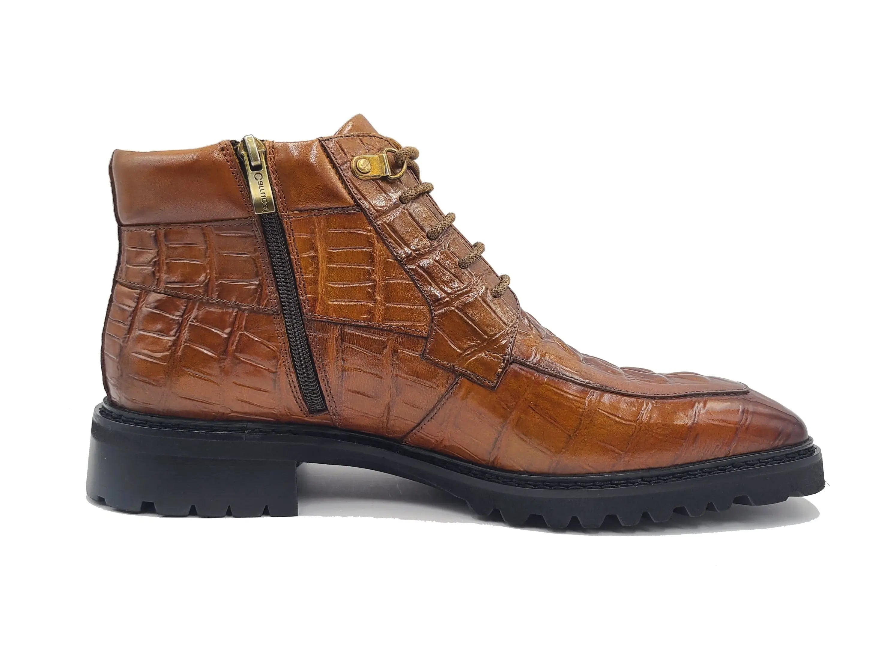 Men's Lace-up Boots Alligator Embossed - 8