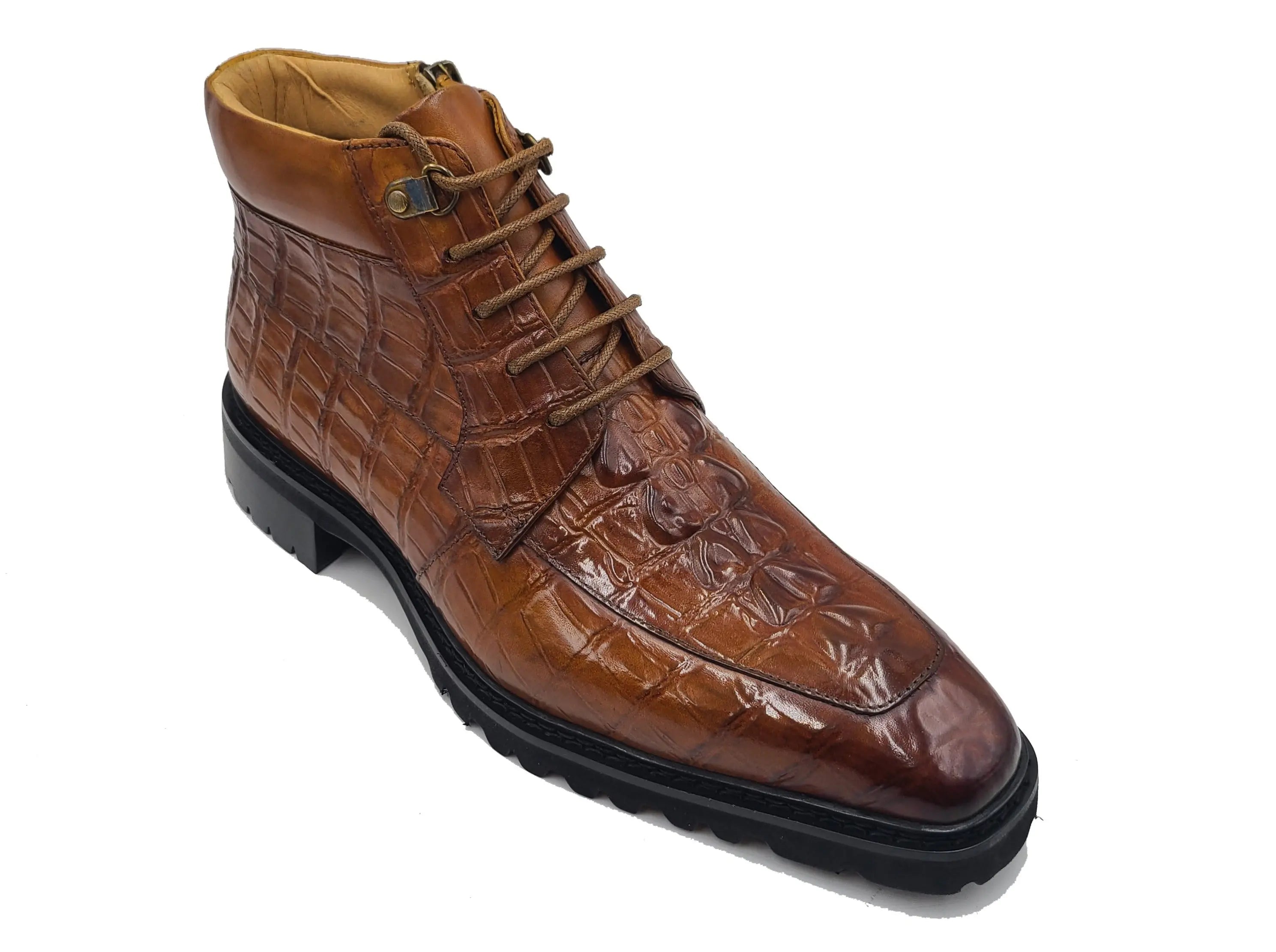 Men's Lace-up Boots Alligator Embossed - 8