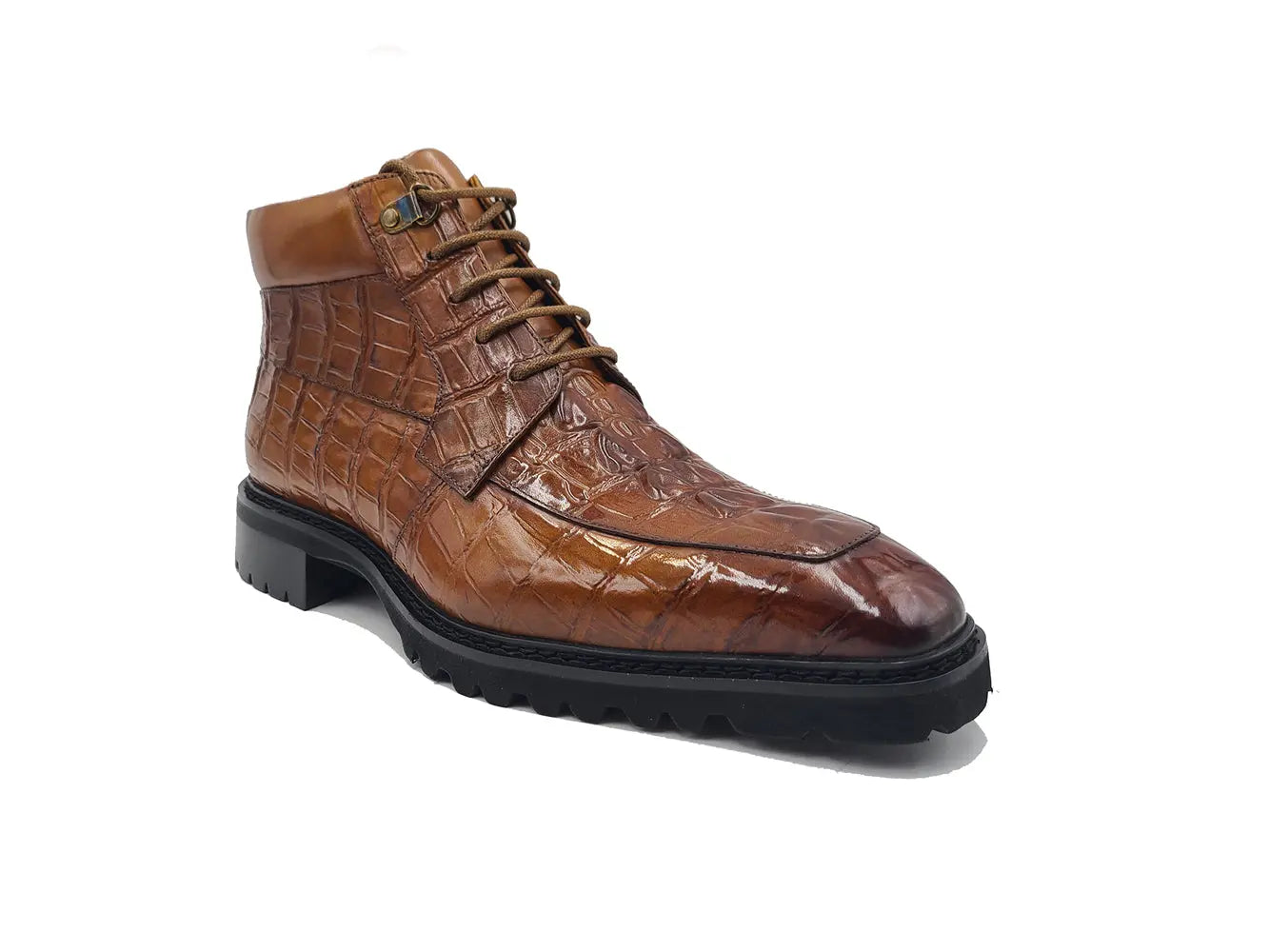 Men's Lace-up Boots Alligator Embossed - 8
