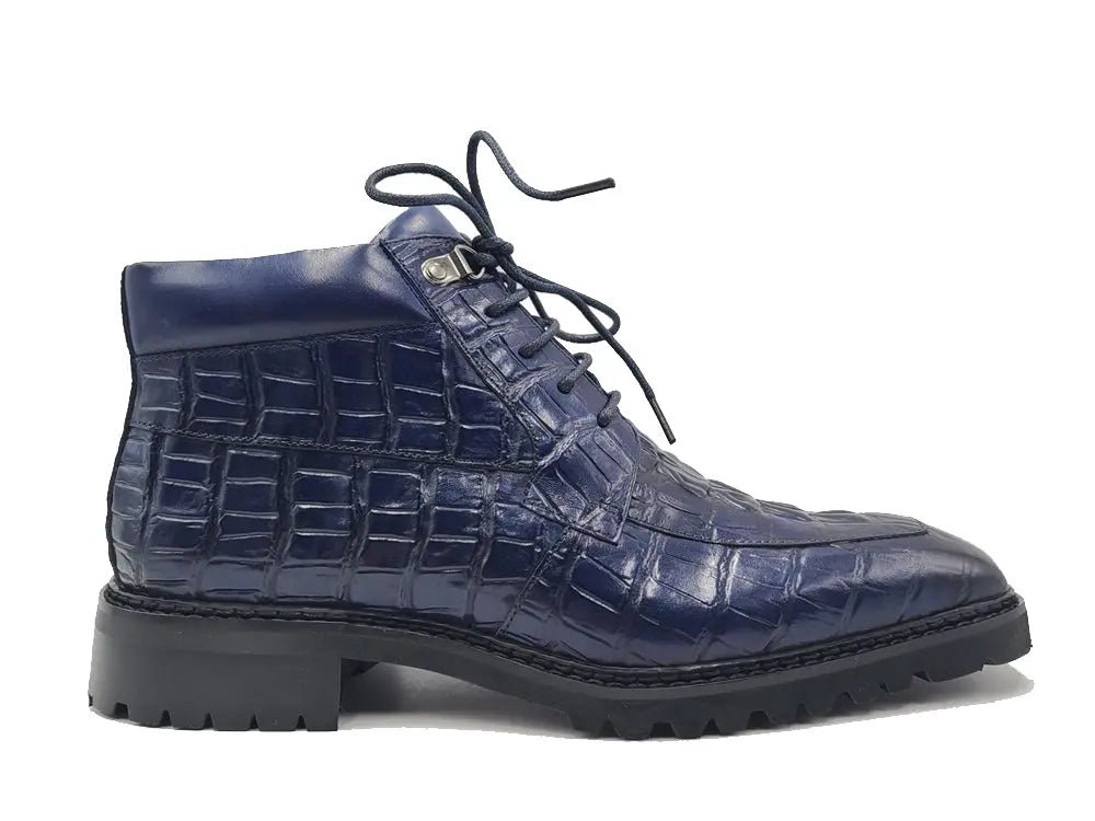 Men's Lace-up Boots Alligator Embossed - 8
