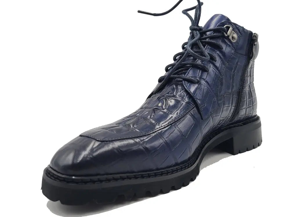 Men's Lace-up Boots Alligator Embossed - 8