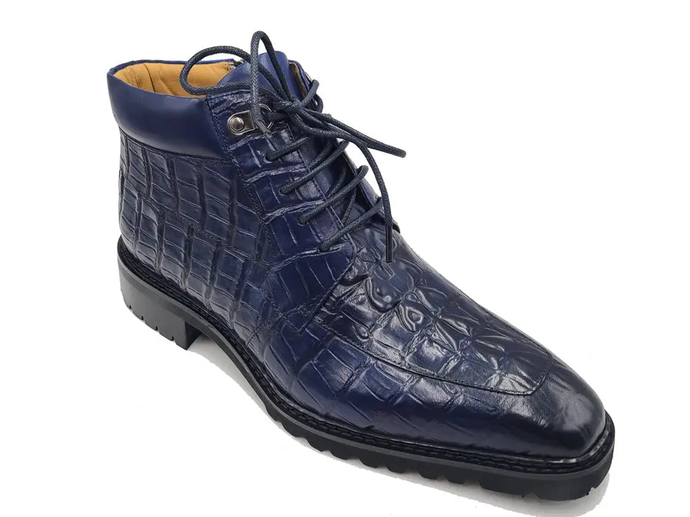 Men's Lace-up Boots Alligator Embossed - 8
