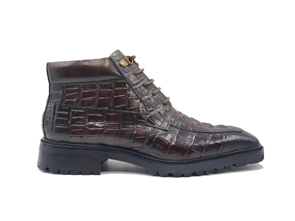 Men's Lace-up Boots Alligator Embossed - 9