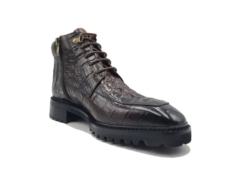 Men's Lace-up Boots Alligator Embossed - 9