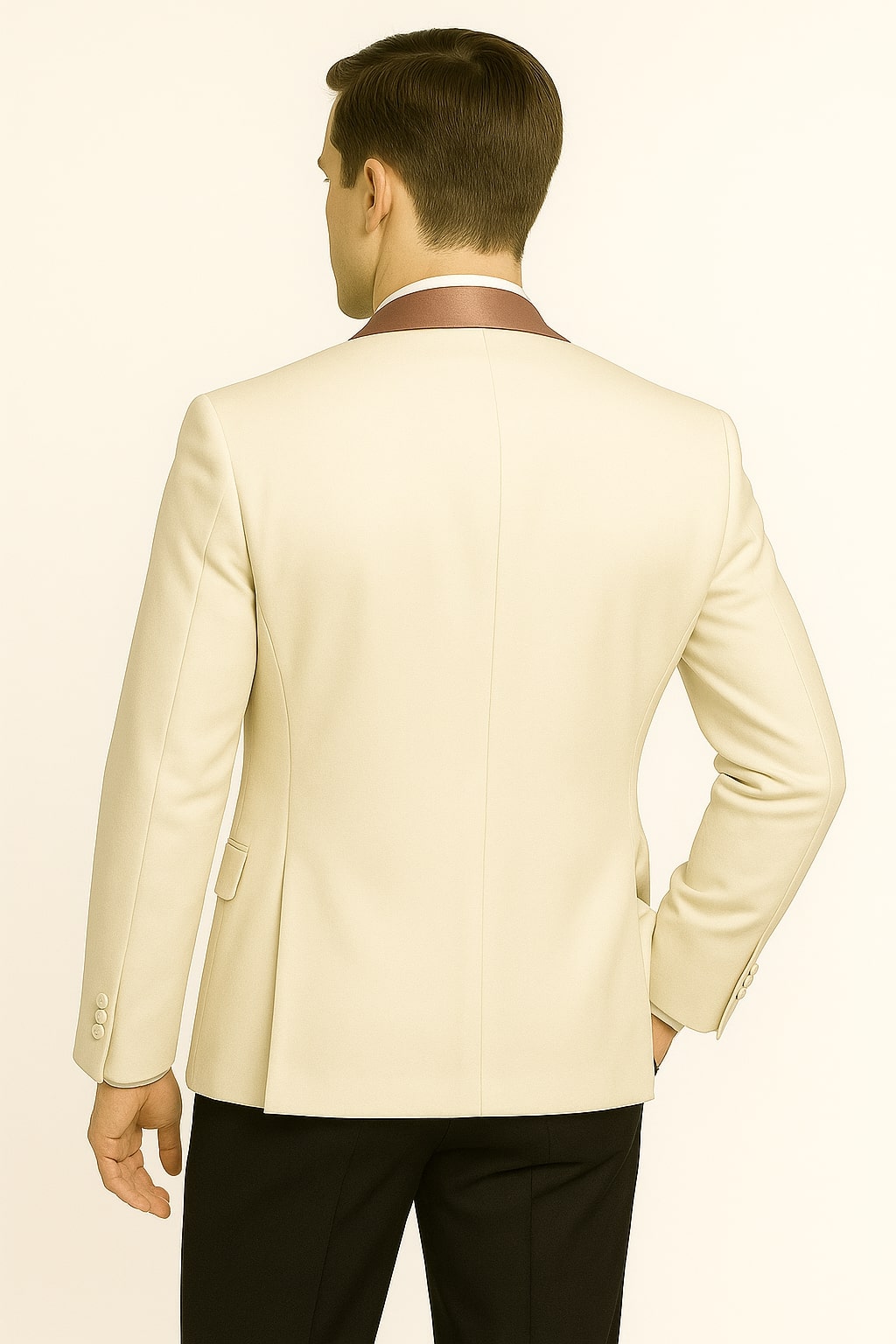 34 Men's White and Rose Gold Tuxedo with Mauve Satin Vest and Bow Tie Elegant Formalwear for Weddings and Events 34 Men's White and Rose Gold Tuxedo with Mauve Satin Vest and Bow Tie Elegant Formalwear for Weddings and Events