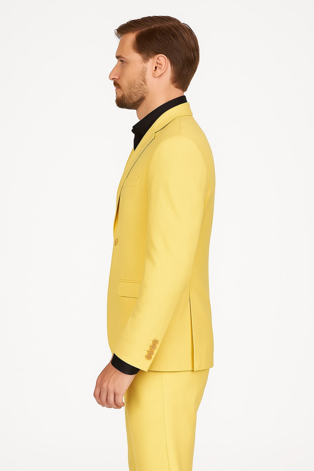 green emerald velvet dress Jonesburg Lemon Yellow Satin Slub Slim Fit Shirt main image 1