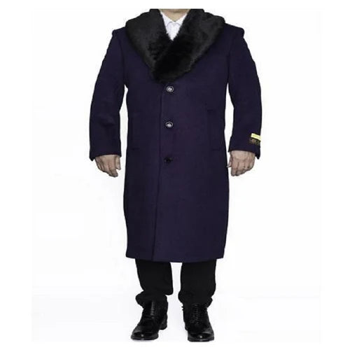 Men's Big And Tall Overcoat Long Men's Dress Topcoat - Winter Coat Purple Overcoat