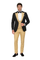 Men’s Black and Goldish Champaign Camel Bronze Tuxedo with Satin Shawl Lapel and Matching Vest with Bowtie