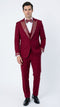 Men's Burgundy and White Embellished Tuxedo Suit – Slim Fit 3-Piece Formal Wedding, Prom, and Gala Outfit