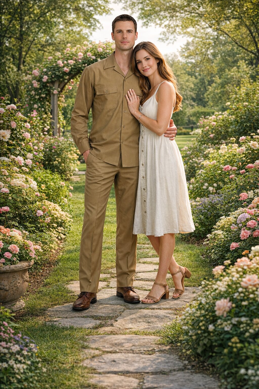 Mens Luxury Caramel Wool Two-Piece Leisure Walking Suit - Small