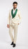 Men's Ivory and Emerald Green Jacquard Tuxedo Suit + Bowtie – 3-Piece Formal Wedding, Prom, and Gala Outfit