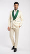 Men's Ivory and Emerald Green Jacquard Tuxedo Suit + Bowtie – 3-Piece Formal Wedding, Prom, and Gala Outfit