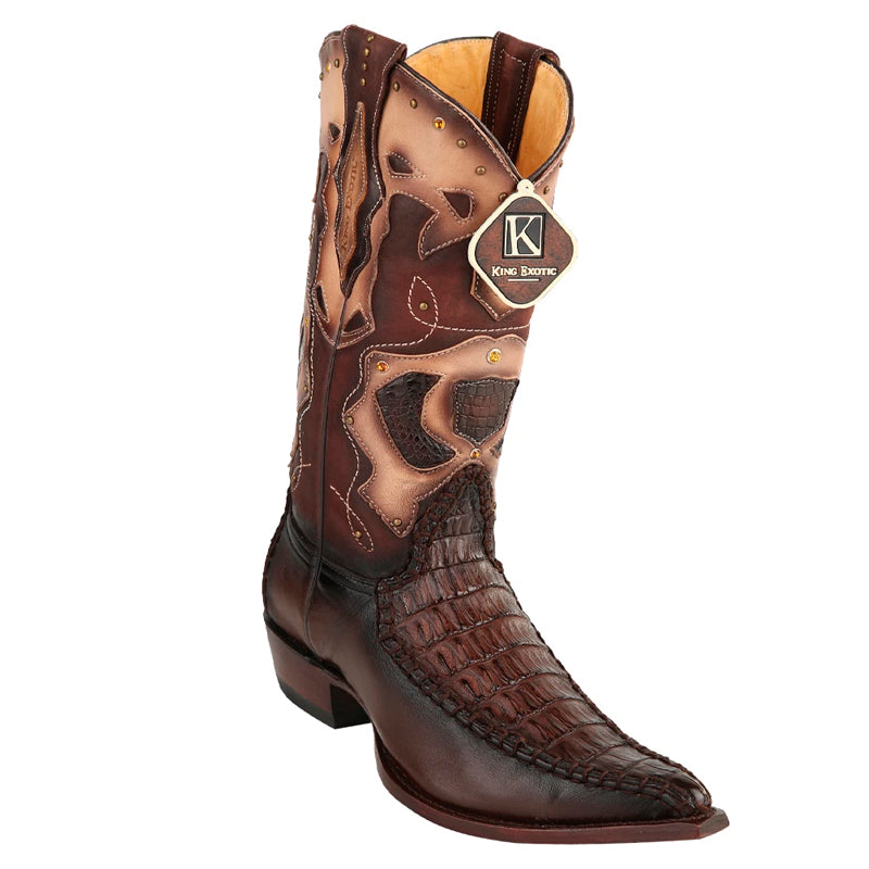 Men's King Exotic Boots Genuine Caiman Belly 3x Toe Brown (495v28207) - 6 EE