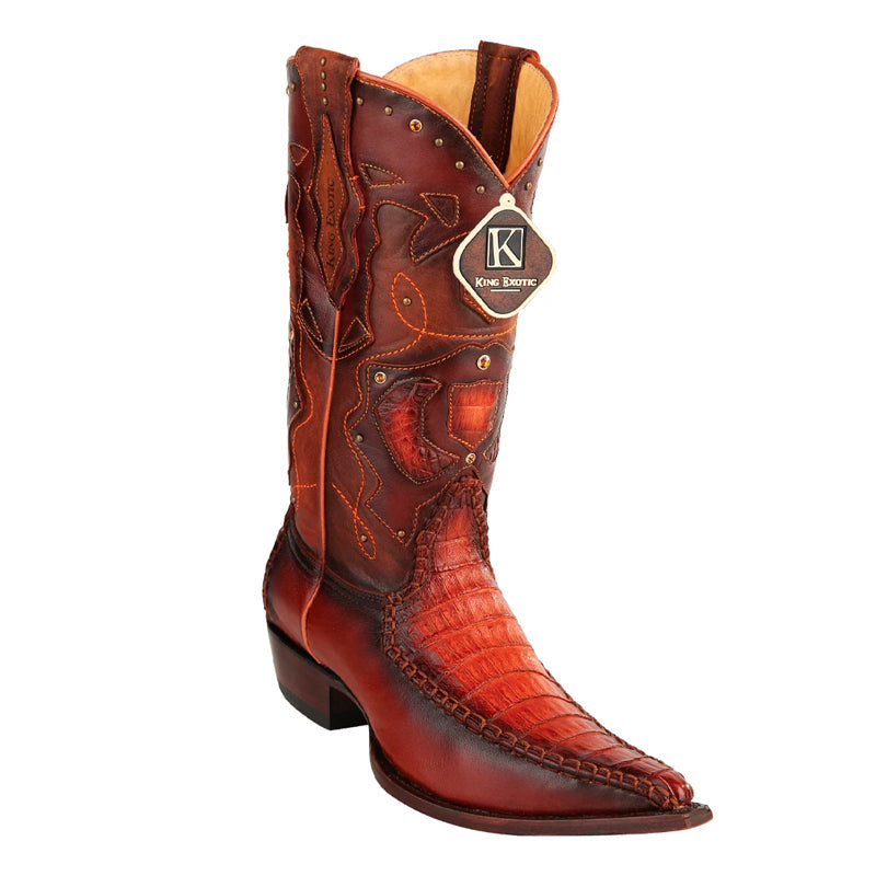 Men's King Exotic Boots Genuine Caiman Belly 3x Toe Cognac (495v28203) - 6 EE