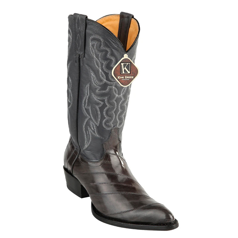 Men's King Exotic Boots Genuine Eel Skin Boots Gray (4980809) - 6 E