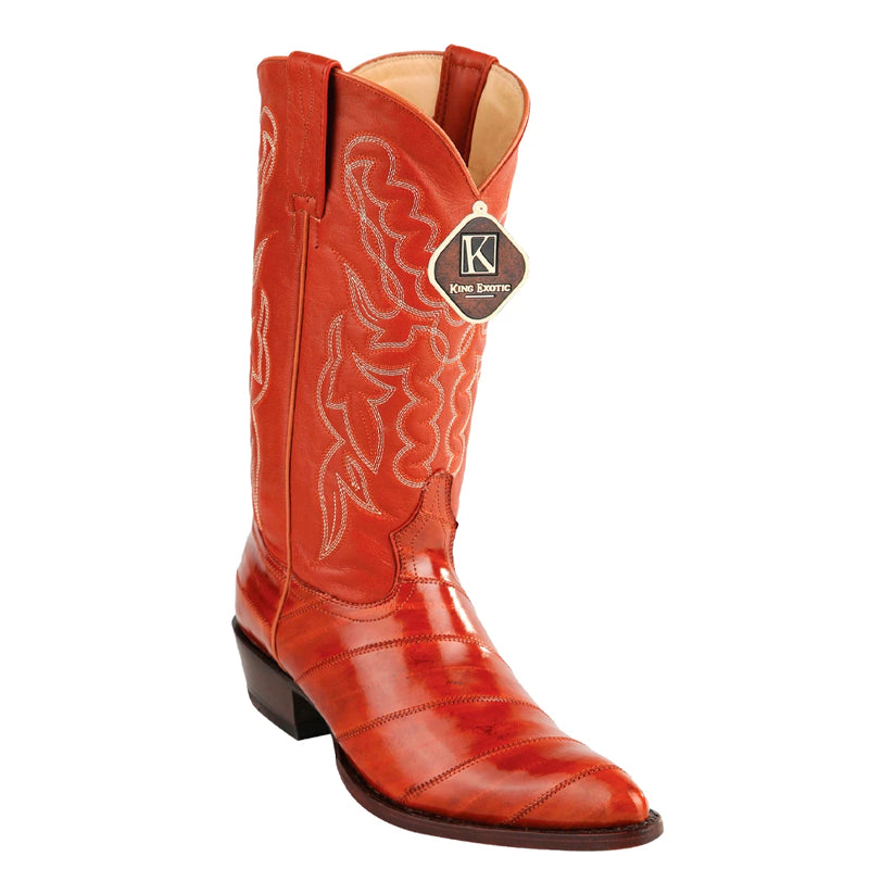 Men's King Exotic Boots Genuine Eel Skin Boots Cognac (4980803) - 6 E