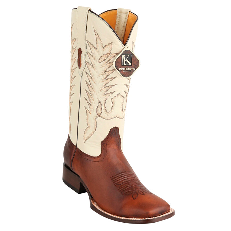 Men's King Exotic Boots Genuine Leather Square Toe Handcrafted Walnut (48229940) - 6 E