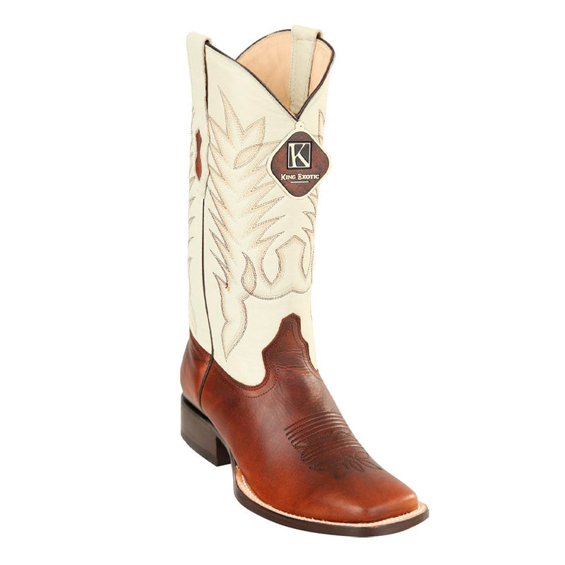 Men's King Exotic Boots Genuine Leather Square Toe Handcrafted Brown (48223807) - 6 E