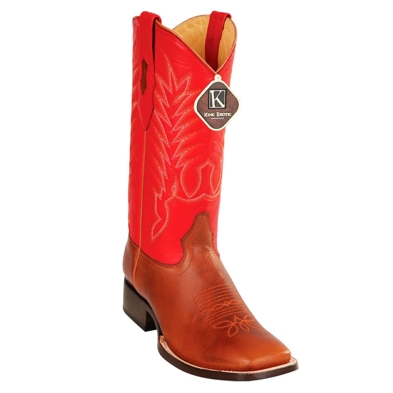 Men's King Exotic Boots Genuine Leather Square Toe Handcrafted Honey (48222751) - 6 E