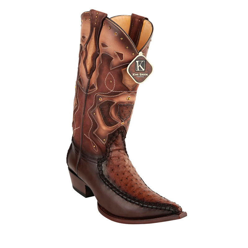 Men's King Exotic Boots Genuine Ostrich 3x Toe Boot - Brown (495v20307) - 6 E