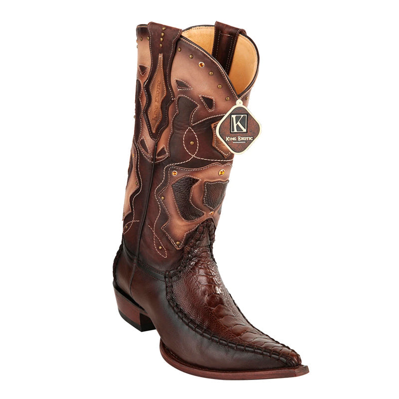 Men's King Exotic Boots Genuine Ostrich Leg 3x Toe Boot - Brown (495v20507) - 6 E