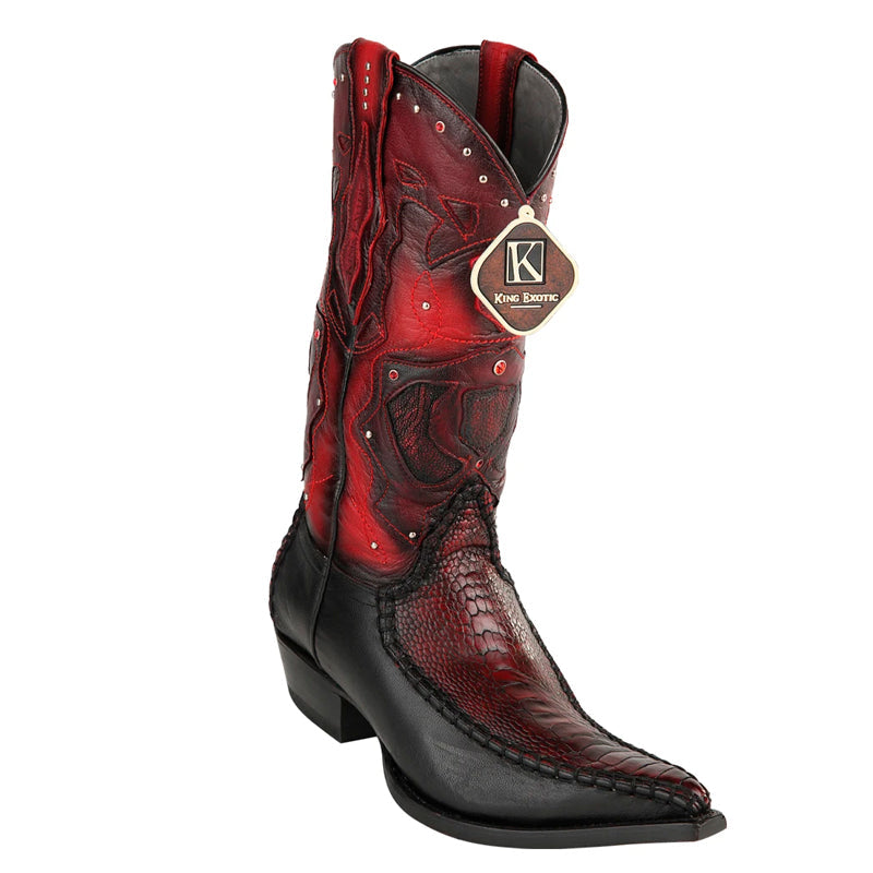 Men's King Exotic Boots Genuine Ostrich Leg 3x Toe Boot - Cherry (495v20518) - 6 E