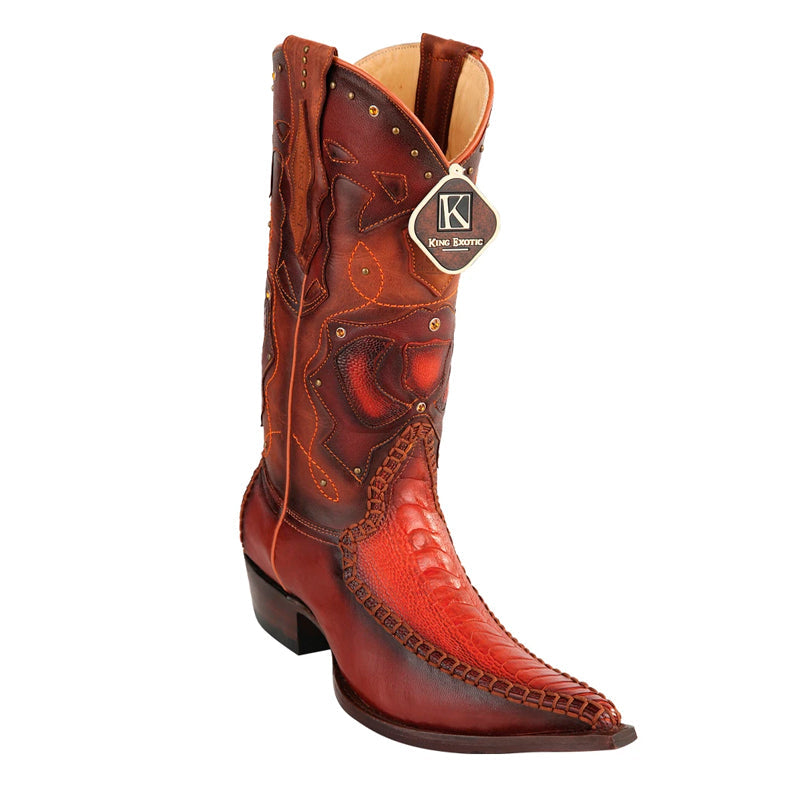 Men's King Exotic Boots Genuine Ostrich Leg 3x Toe Boot - Cognac (495v20503) - 6 E