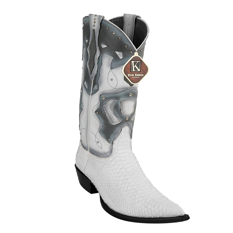 Men's King Exotic Boots Genuine Python 3x Toe White (495vf5728) - 6 E
