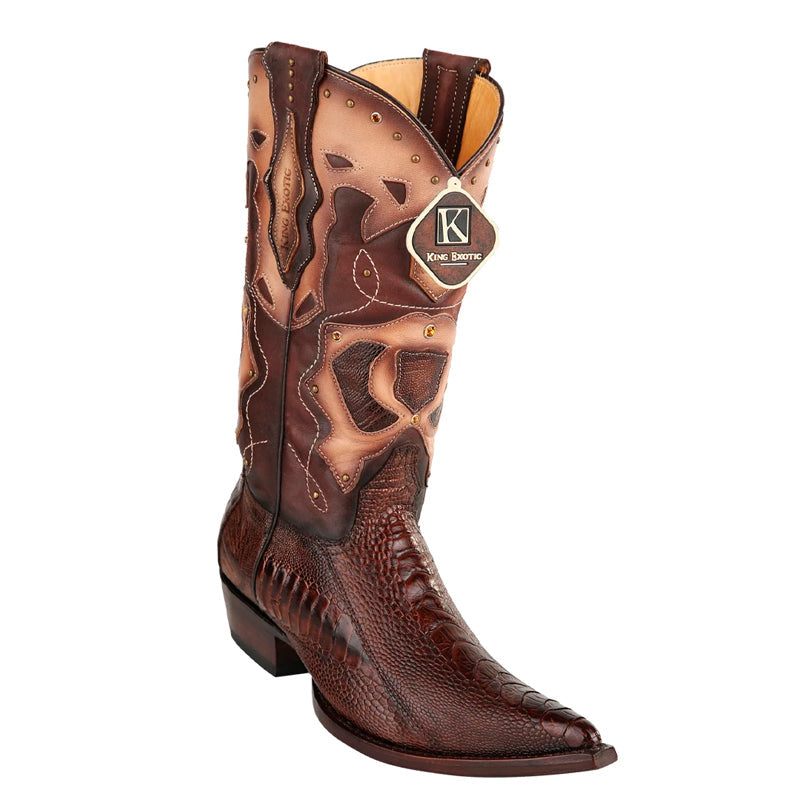Men's King Exotic Boots Ostrich Leg 3x Toe Handcrafted Brown (495vf0507) - 6 E