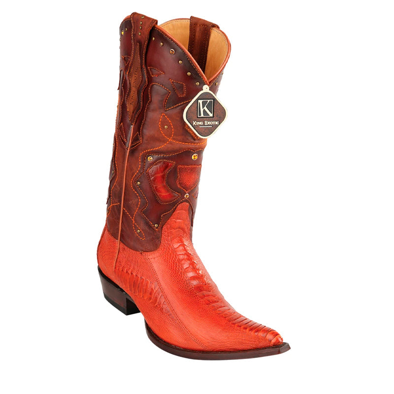 Men's King Exotic Boots Ostrich Leg 3x Toe Handcrafted Cognac (495vf0503) - 6 E