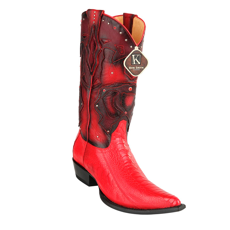 Men's King Exotic Boots Ostrich Leg 3x Toe Handcrafted Red - 6 E