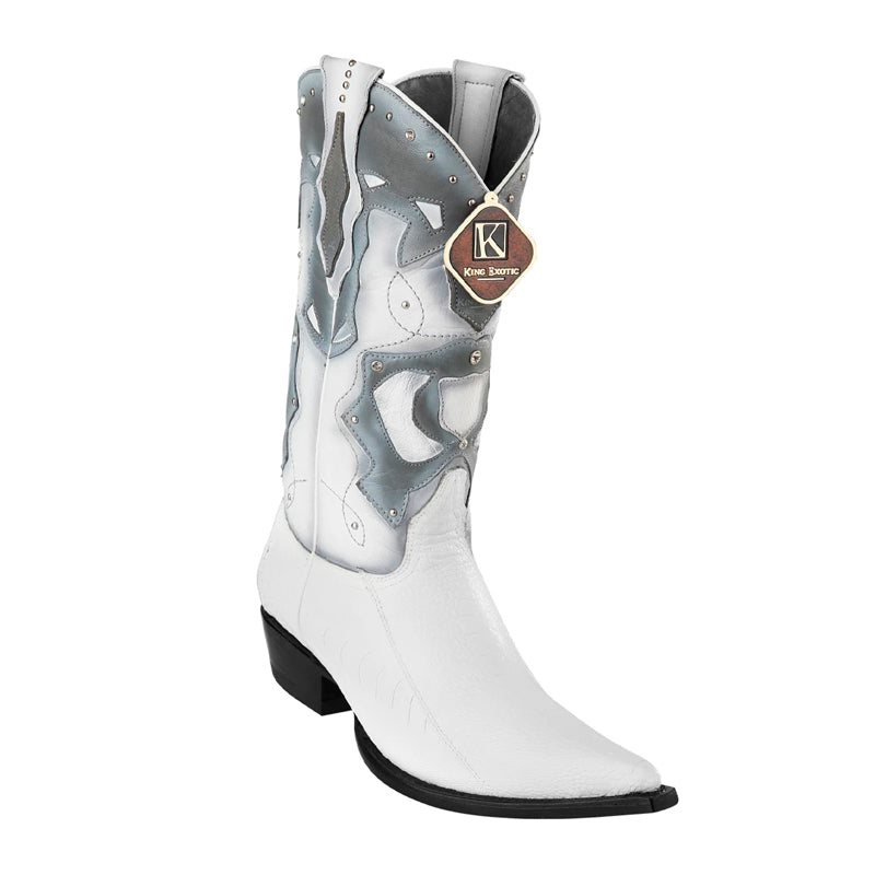 Men's King Exotic Boots Ostrich Leg 3x Toe Handcrafted White (495vf0528) - 6 E