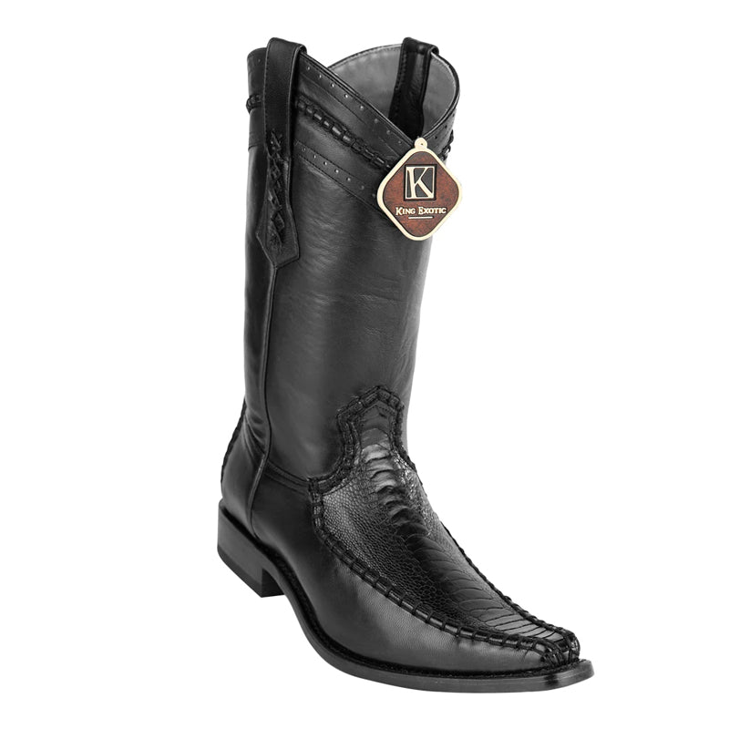 Men's King Exotic Boots Ostrich Leg European Toe Black (477bd0505) - 6 E