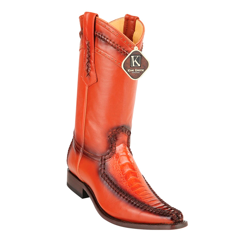 Men's King Exotic Boots Ostrich Leg European Toe Cognac (477bd0503) - 6 E