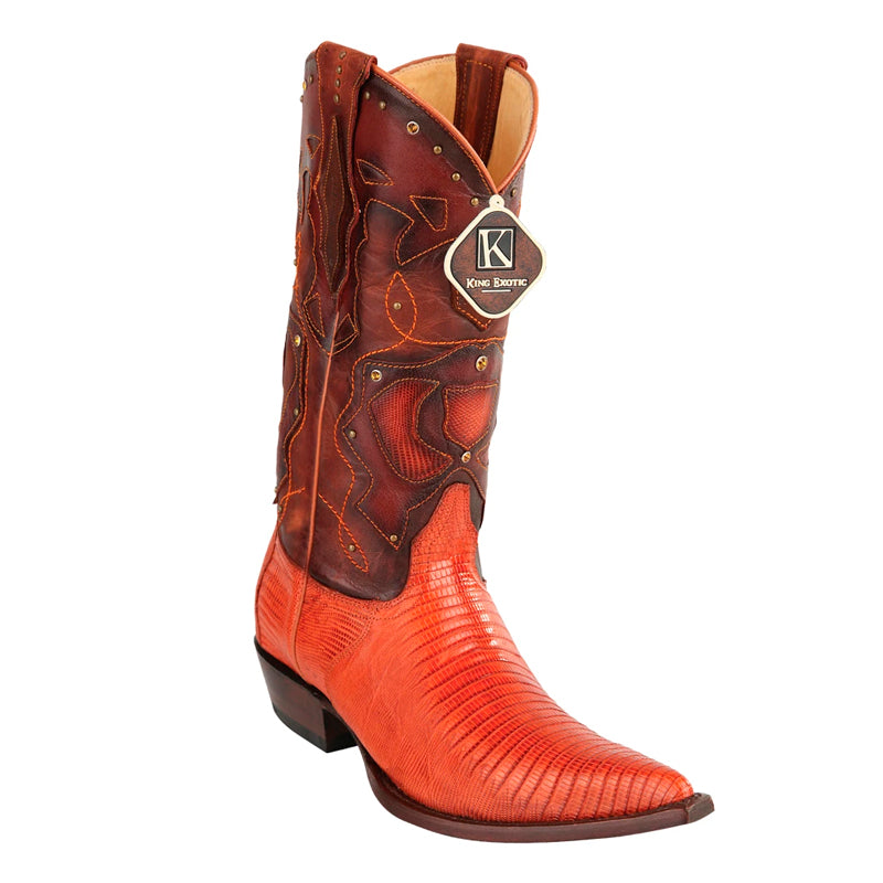 Men's King Exotic Boots Teju Lizard 3x Toe Cognac (495vf0703) - 6 E