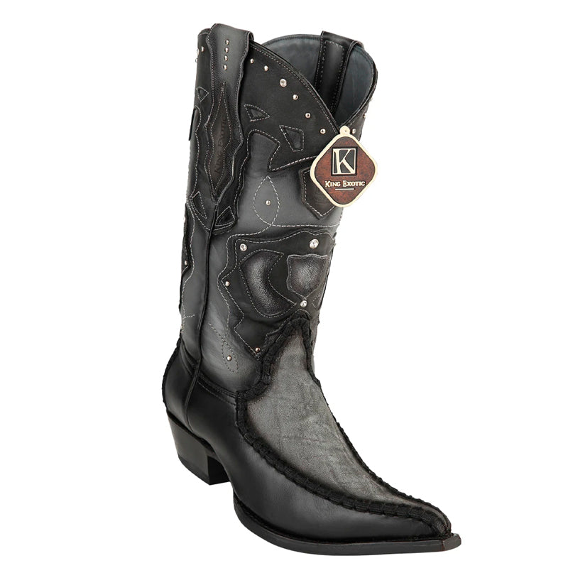 Men's King Exotic Elephant Skin 3x Toe Boots Gray Burnished   Gray Burnished (495v27009) - 6 E