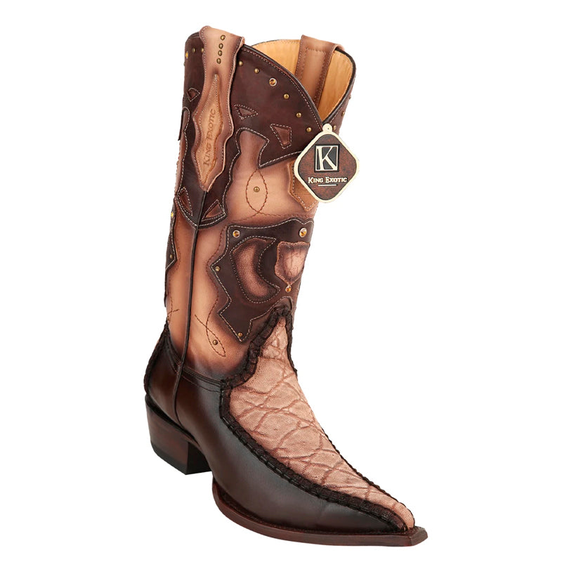 Men's King Exotic Elephant Skin 3x Toe Boots Oryx Burnished (495v27011) - 6 E