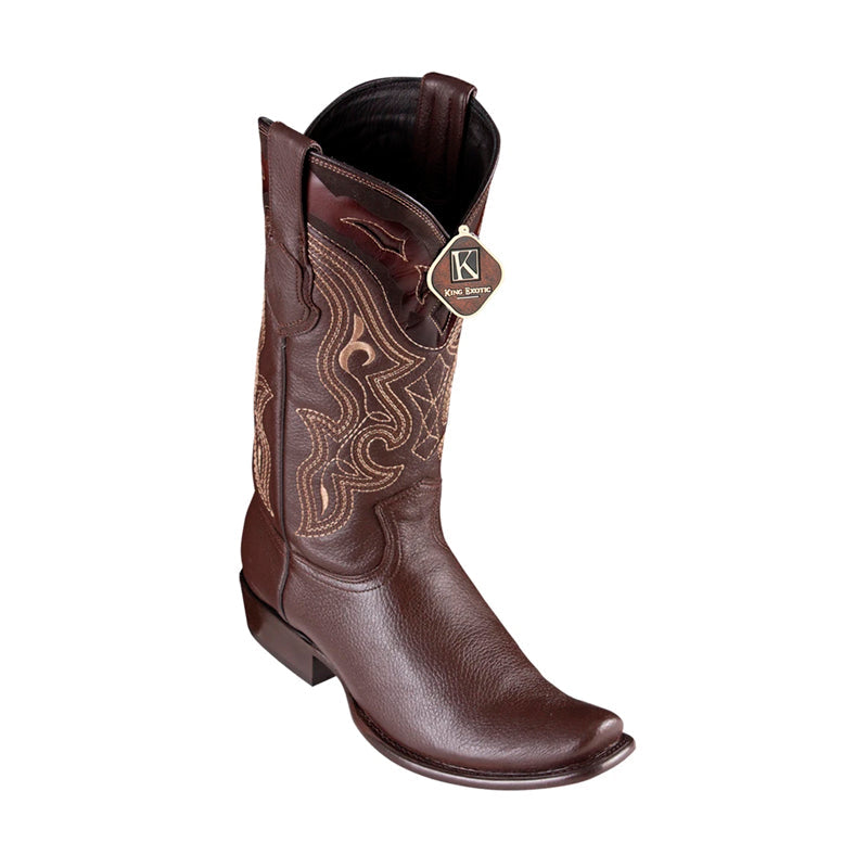 Men's King Exotic Elk Boots Dubai Toe Handcrafted Brown (4795107) - 6 E