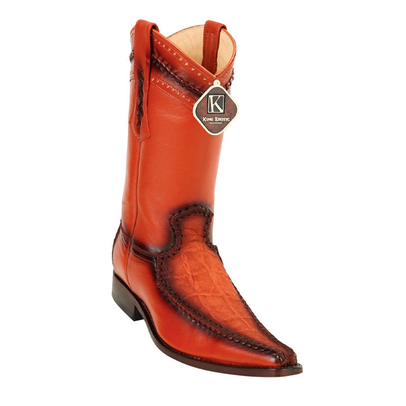 Men's King Exotic Genuine Elephant Boots European Toe Handcrafted Cognac (477bd7003) - 6 E