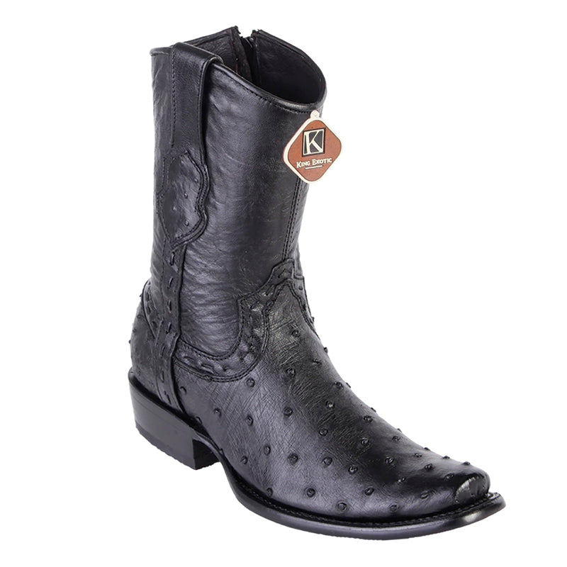 Men's King Exotic Genuine Ostrich Boots Dubai Toe Handcrafted Black (479B0305) - 6 E