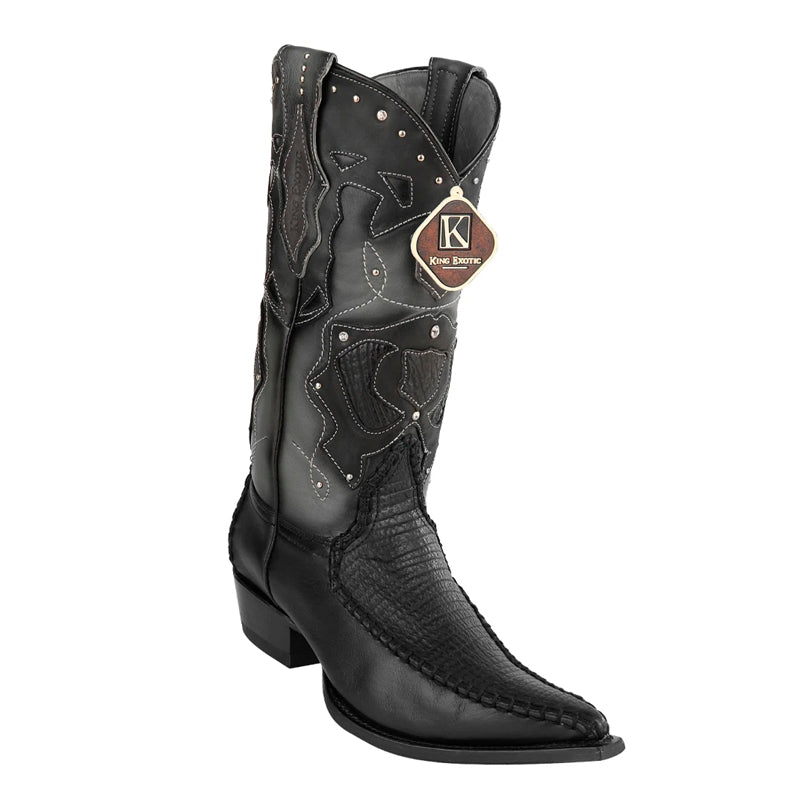 Men's King Exotic Genuine Sharkskin Boots 3x Toe Black (495v20905) - 6 E