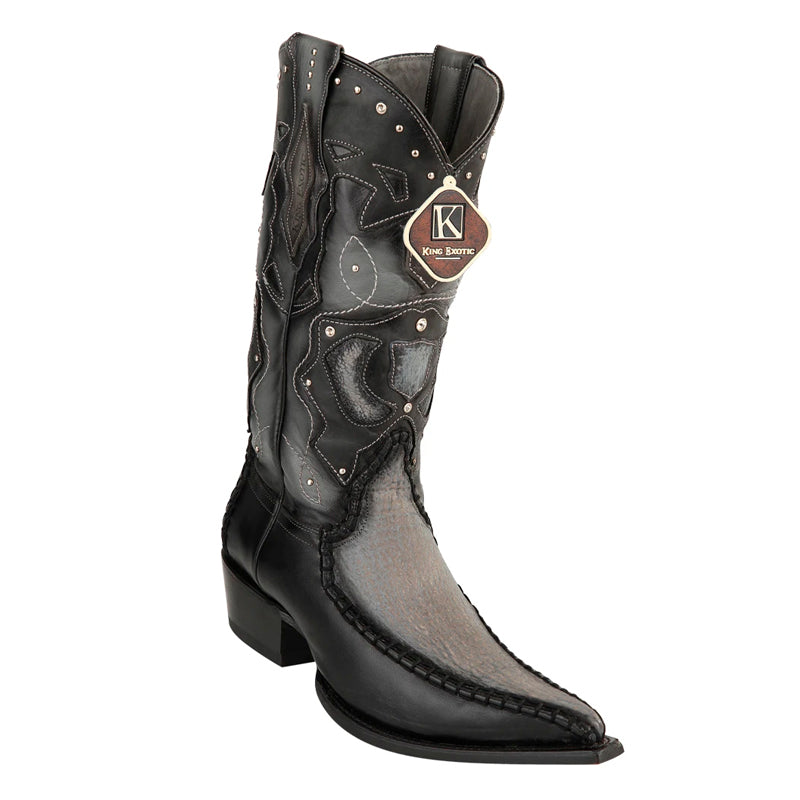 Men's King Exotic Genuine Sharkskin Boots 3x Toe Burnished Gray (495v20909) - 6 E