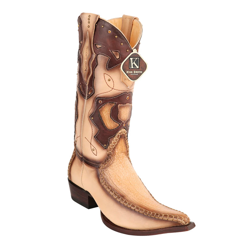 Men's King Exotic Genuine Sharkskin Boots 3x Toe Burnished Oryx (495v20911) - 6 E