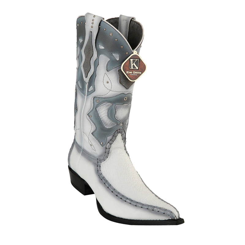 Men's King Exotic Genuine Sharkskin Boots 3x Toe Burnished White (495v20928) - 6 E