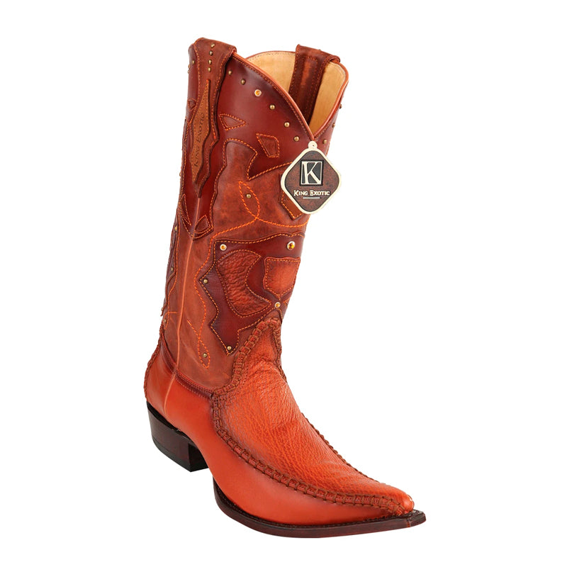 Men's King Exotic Genuine Sharkskin Boots 3x Toe Cognac (495v20903) - 6 E