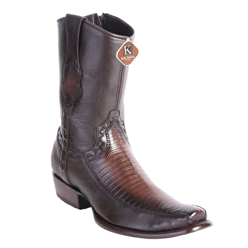 Men's King Exotic Lizard Boots With Inside Zipper Dubai Toe Handcrafted Faded Brown (479BF0716) - 6 E